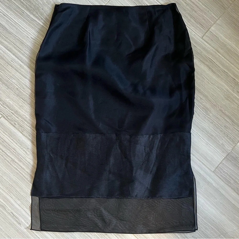 NEW Khaite Layered Semi-Sheer Silk Alleta Skirt, Size 8 - Picture 7 of 10